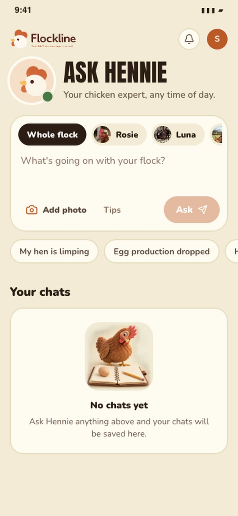 Ask Hennie screen