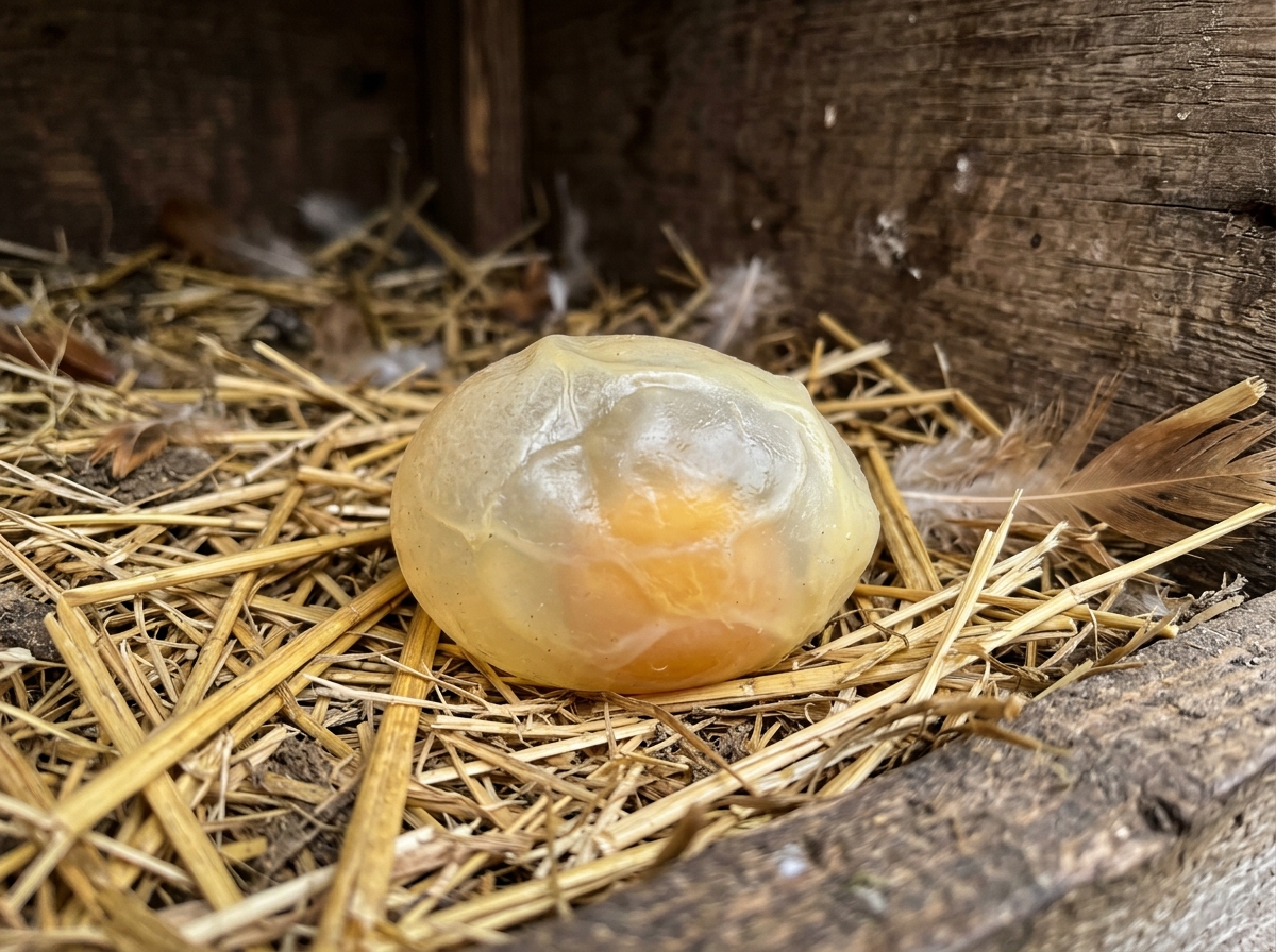 Soft shell membrane egg in nesting box