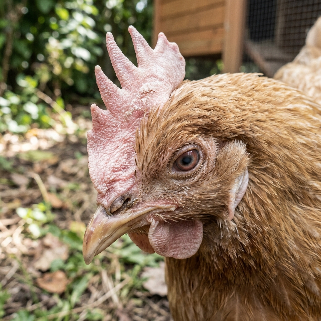 Hen with pale faded comb