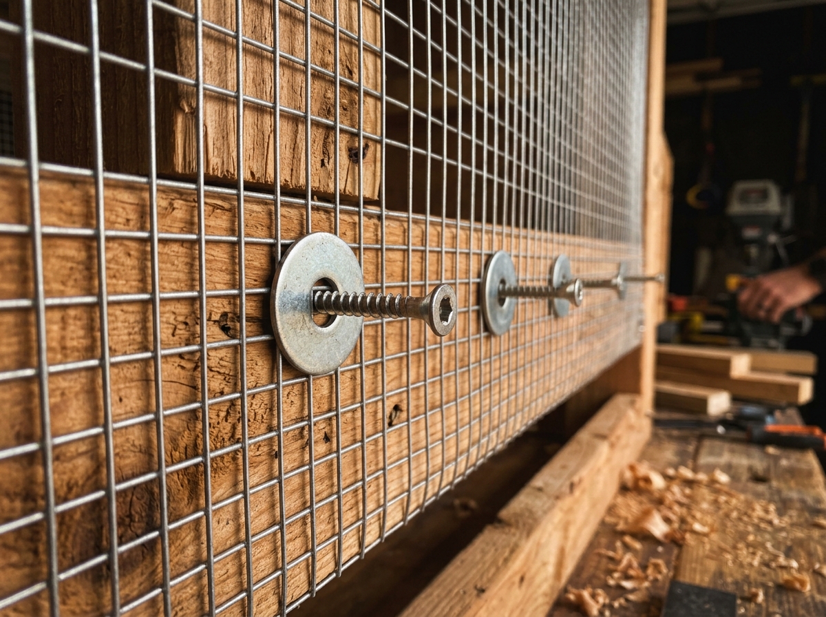 Hardware Cloth Fasteners: Screws with Washers vs Staples