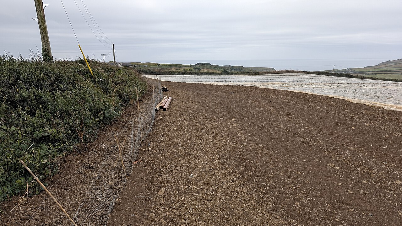 Installation of ground barrier wire mesh along perimeter fence