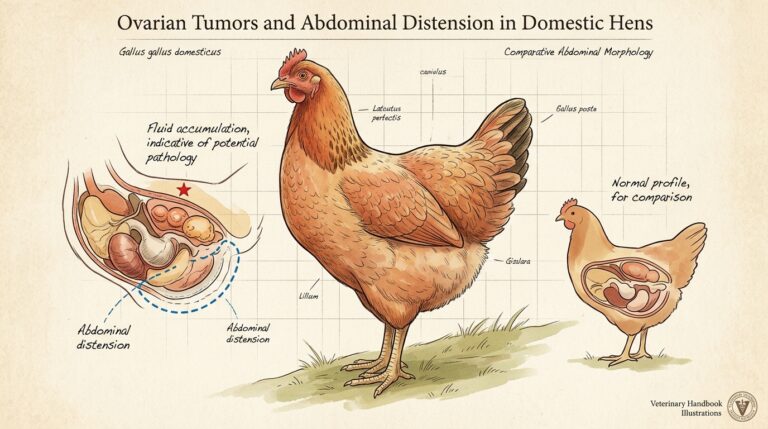 A heritage hen standing in classic upright penguin posture with dropped abdomen and lowered tail feathers