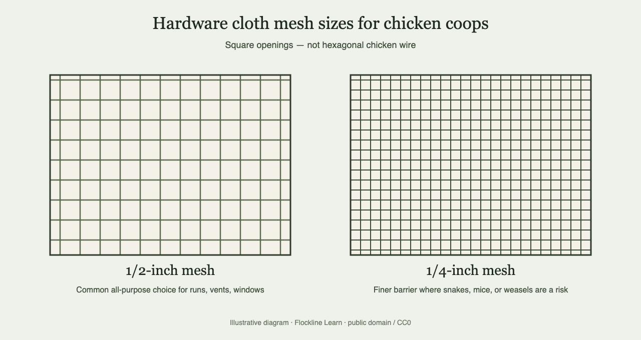 Diagram of mesh openings used to screen chicken coop vents