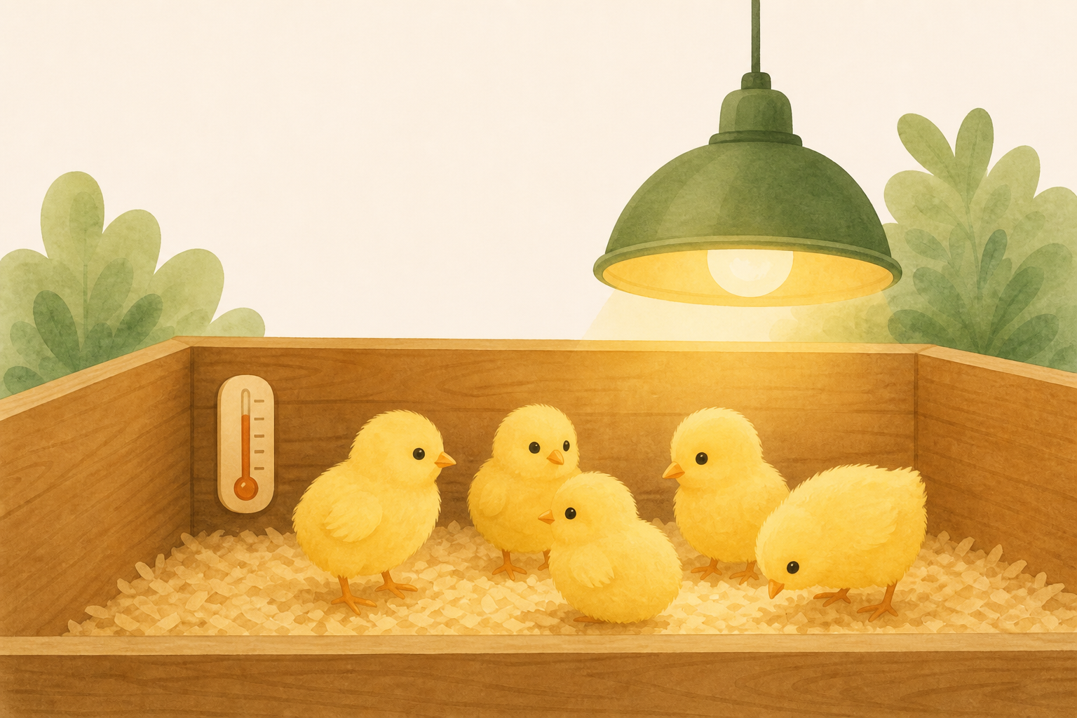 Flockline Learn diagram for chick heat lamp duration and brooder temperature