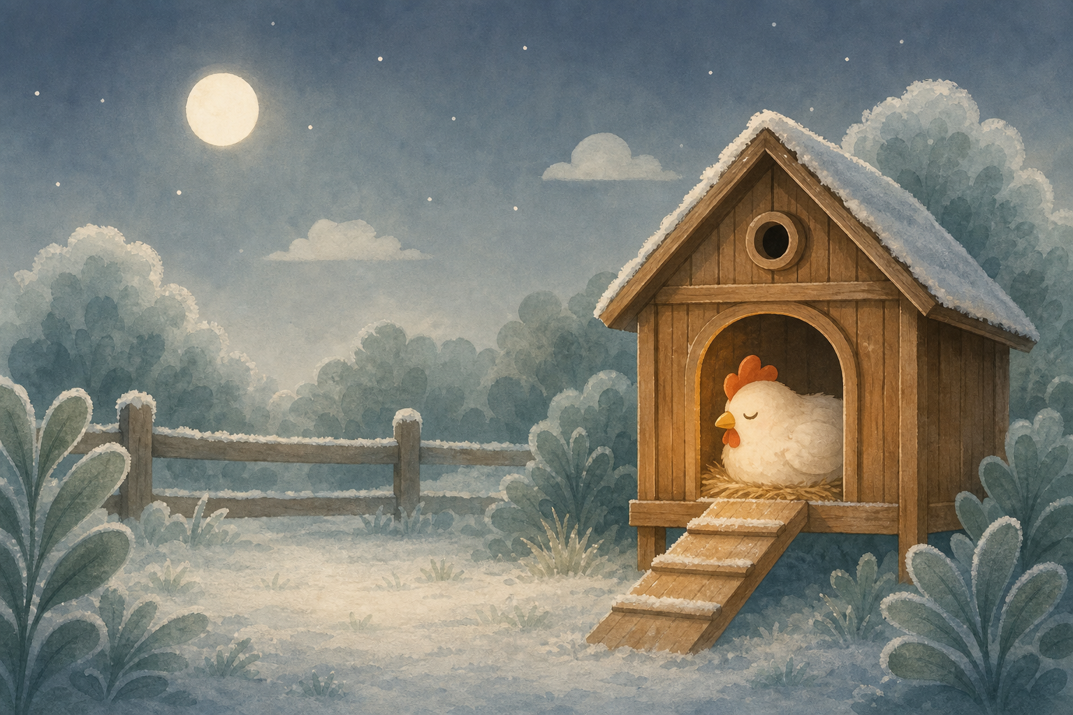 Flockline Learn diagram about cold nights for chickens