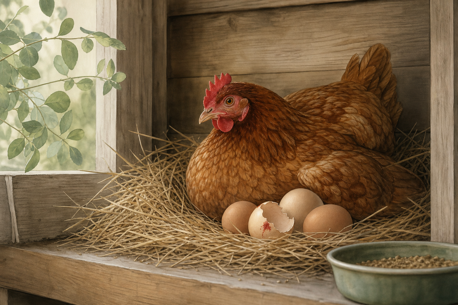 Illustration of backyard chicken eggs with blood-spot triage context