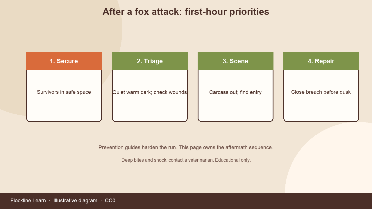 Four-step first-hour timeline after a fox attack