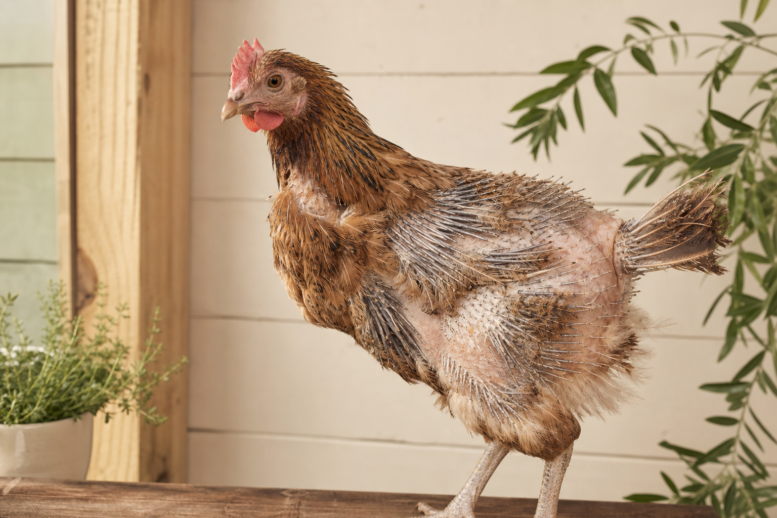 Illustration of adult chicken molt timing